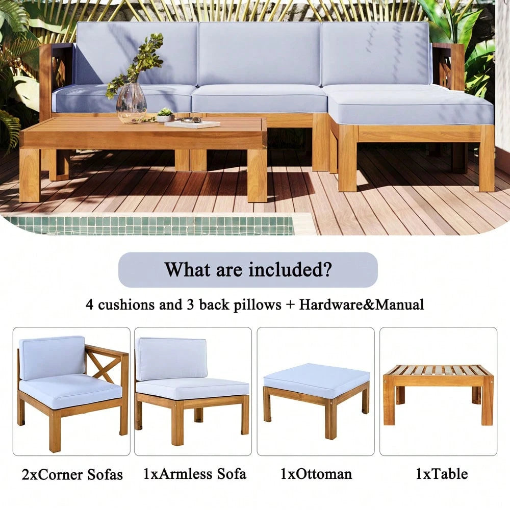 MONACO 5-PIECE OUTDOOR LOUNGE SET - LIGHT BLUE