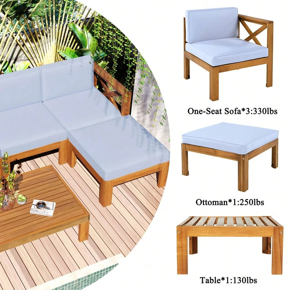 MONACO 5-PIECE OUTDOOR LOUNGE SET - LIGHT BLUE