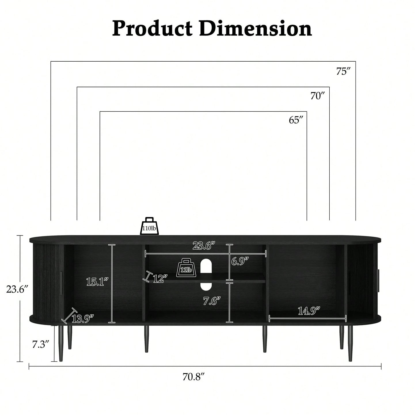 JASPER 70" MEDIA CONSOLE - BLACK