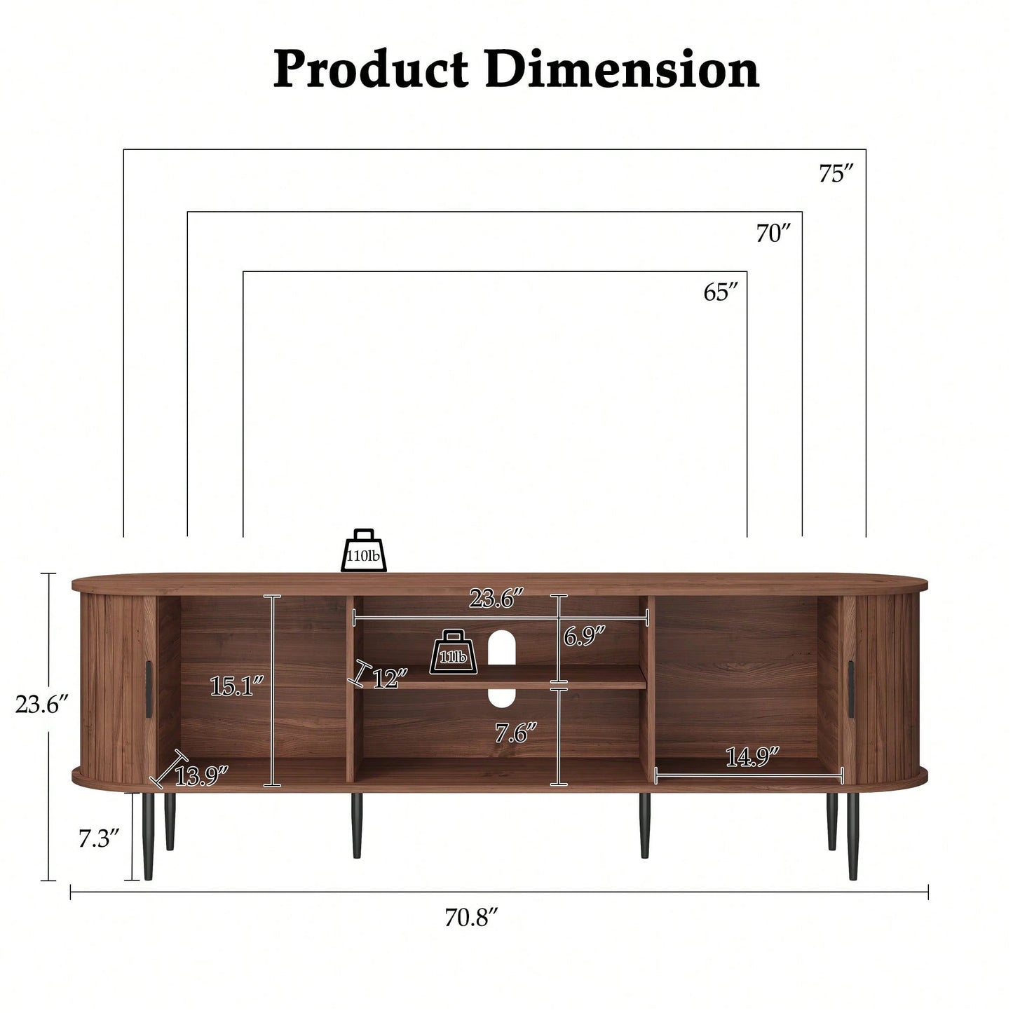 JASPER 70" MEDIA CONSOLE - BROWN