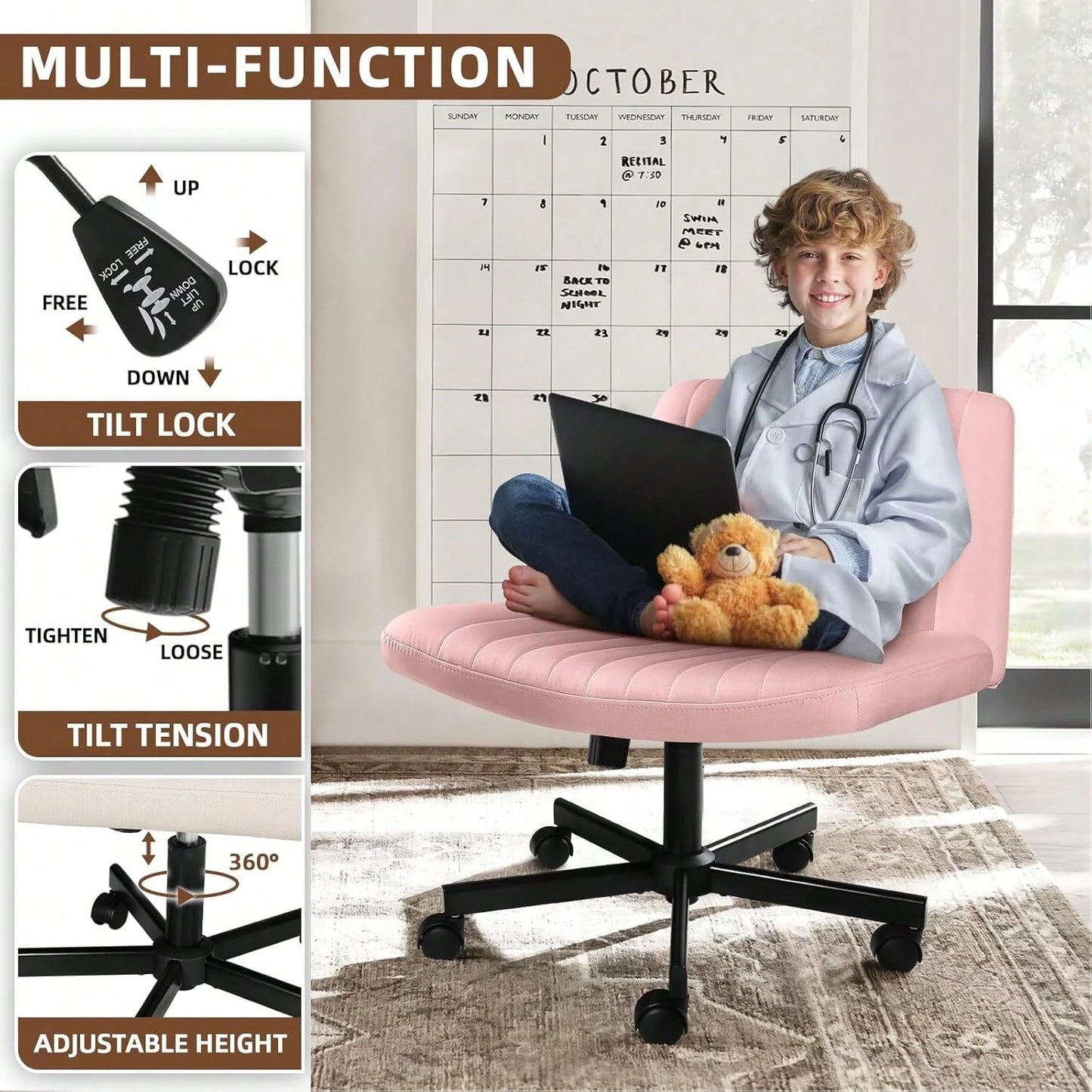 POISE OFFICE CHAIR - BLUSH PINK