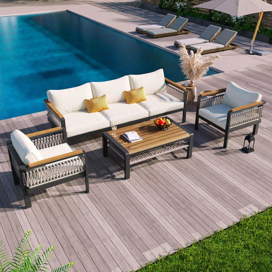 SAPHIRA 4-PIECE OUTDOOR LOUNGE SET - BEIGE