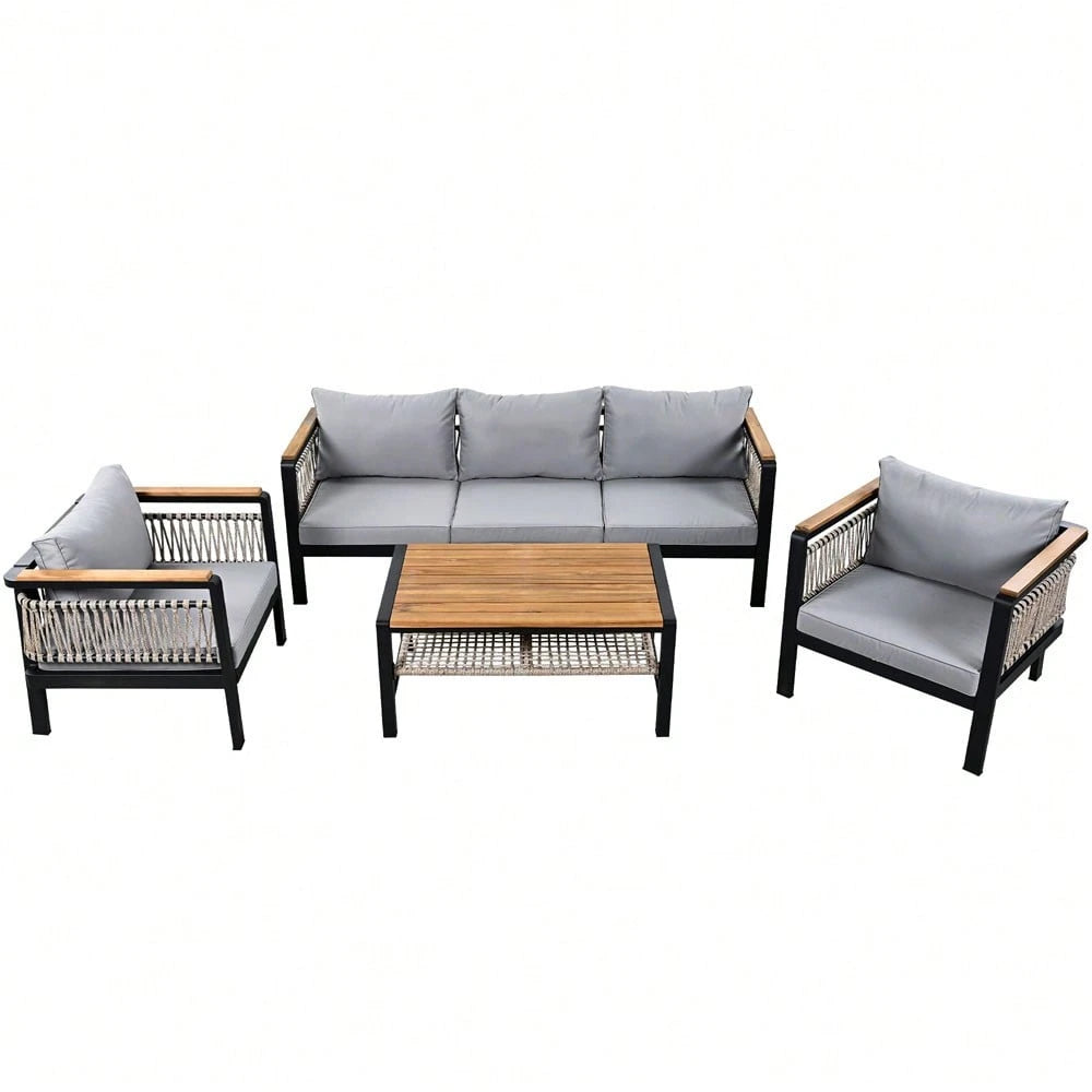 SAPHIRA 4-PIECE OUTDOOR LOUNGE SET - GRAY