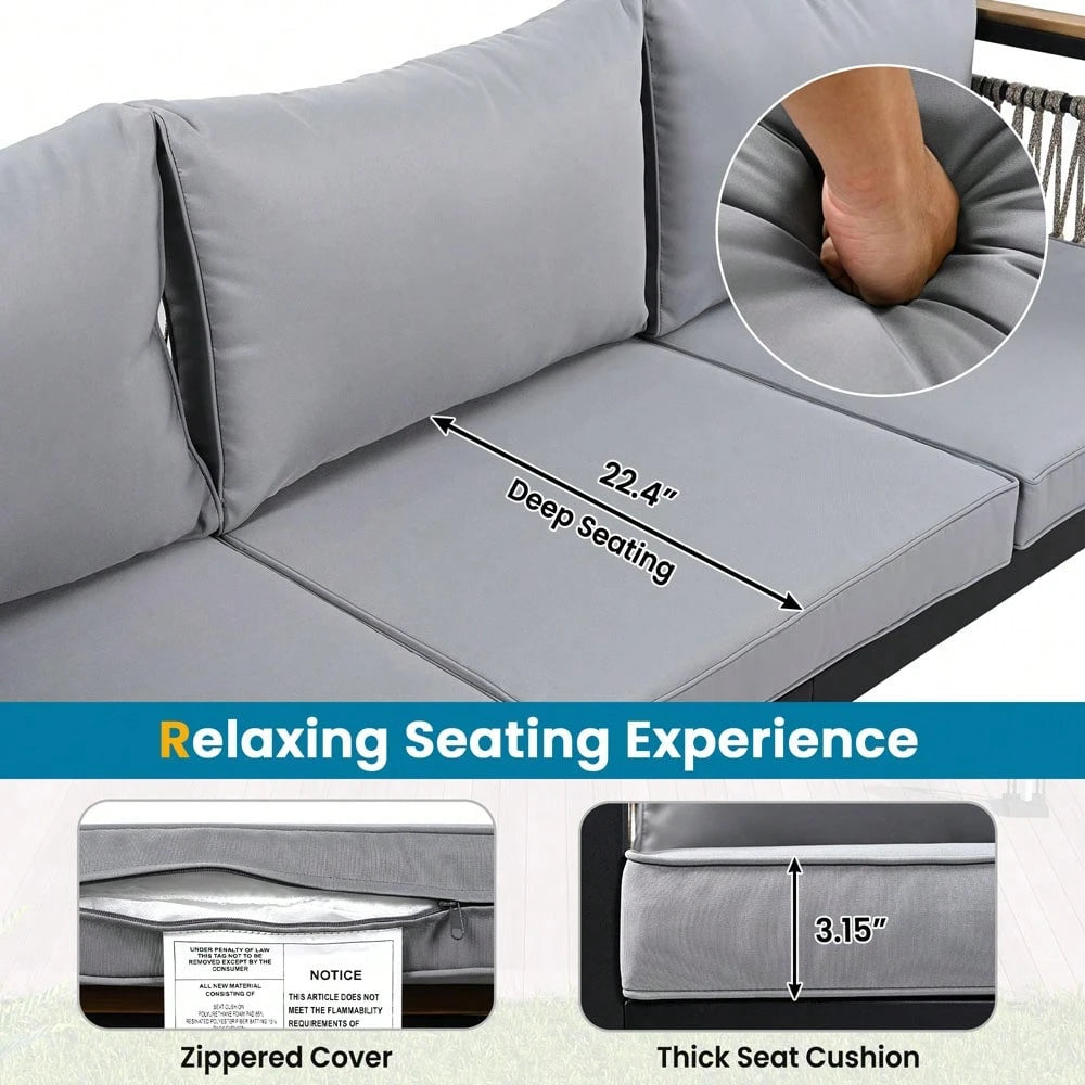SAPHIRA 4-PIECE OUTDOOR LOUNGE SET - GRAY