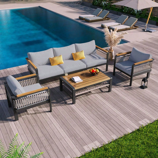 SAPHIRA 4-PIECE OUTDOOR LOUNGE SET - GRAY