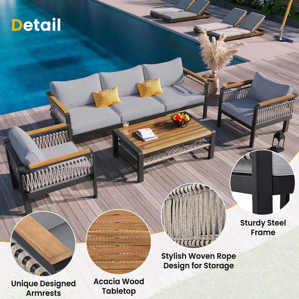 SAPHIRA 4-PIECE OUTDOOR LOUNGE SET - GRAY
