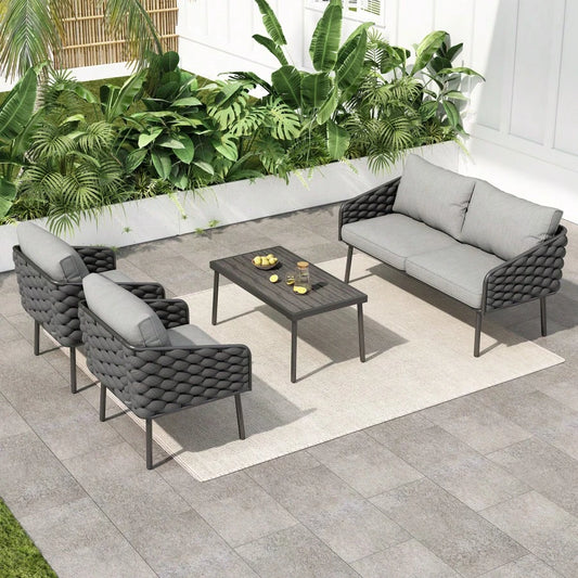 NERIDA 4-PIECE OUTDOOR LOUNGE SET - GRAY