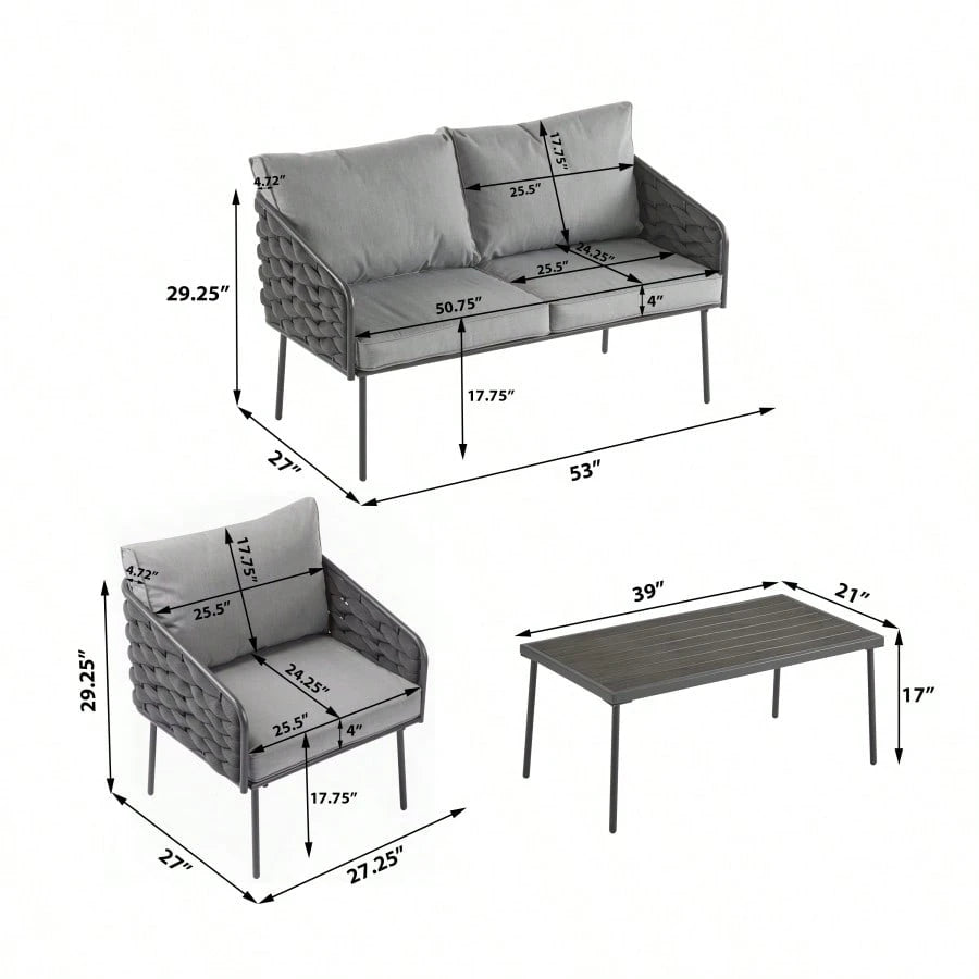 NERIDA 4-PIECE OUTDOOR LOUNGE SET - GRAY
