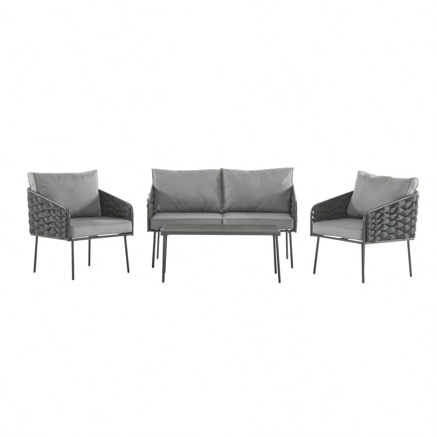 NERIDA 4-PIECE OUTDOOR LOUNGE SET - GRAY