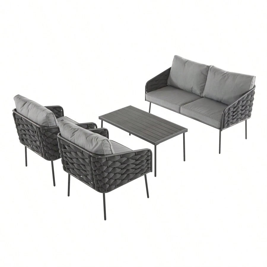 NERIDA 4-PIECE OUTDOOR LOUNGE SET - GRAY