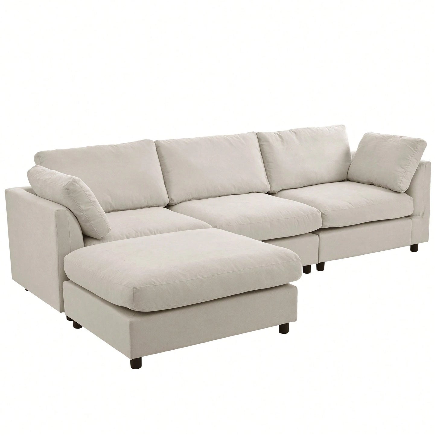 LORA 113" SOFA w/ OTTOMAN - BEIGE