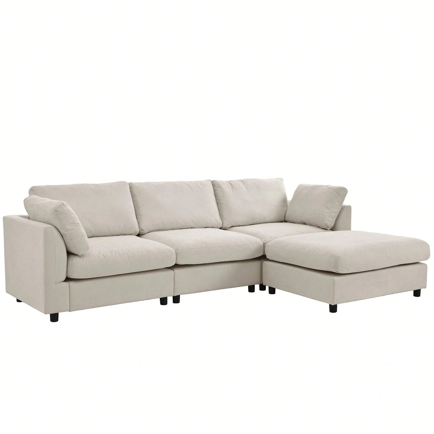 LORA 113" SOFA w/ OTTOMAN - BEIGE