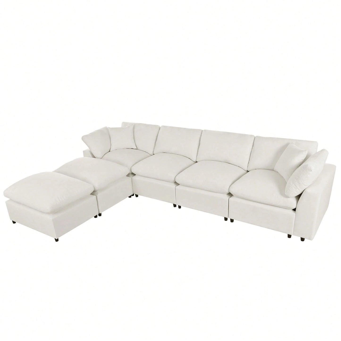 LORA 134" SOFA w/ OTTOMANS - BEIGE