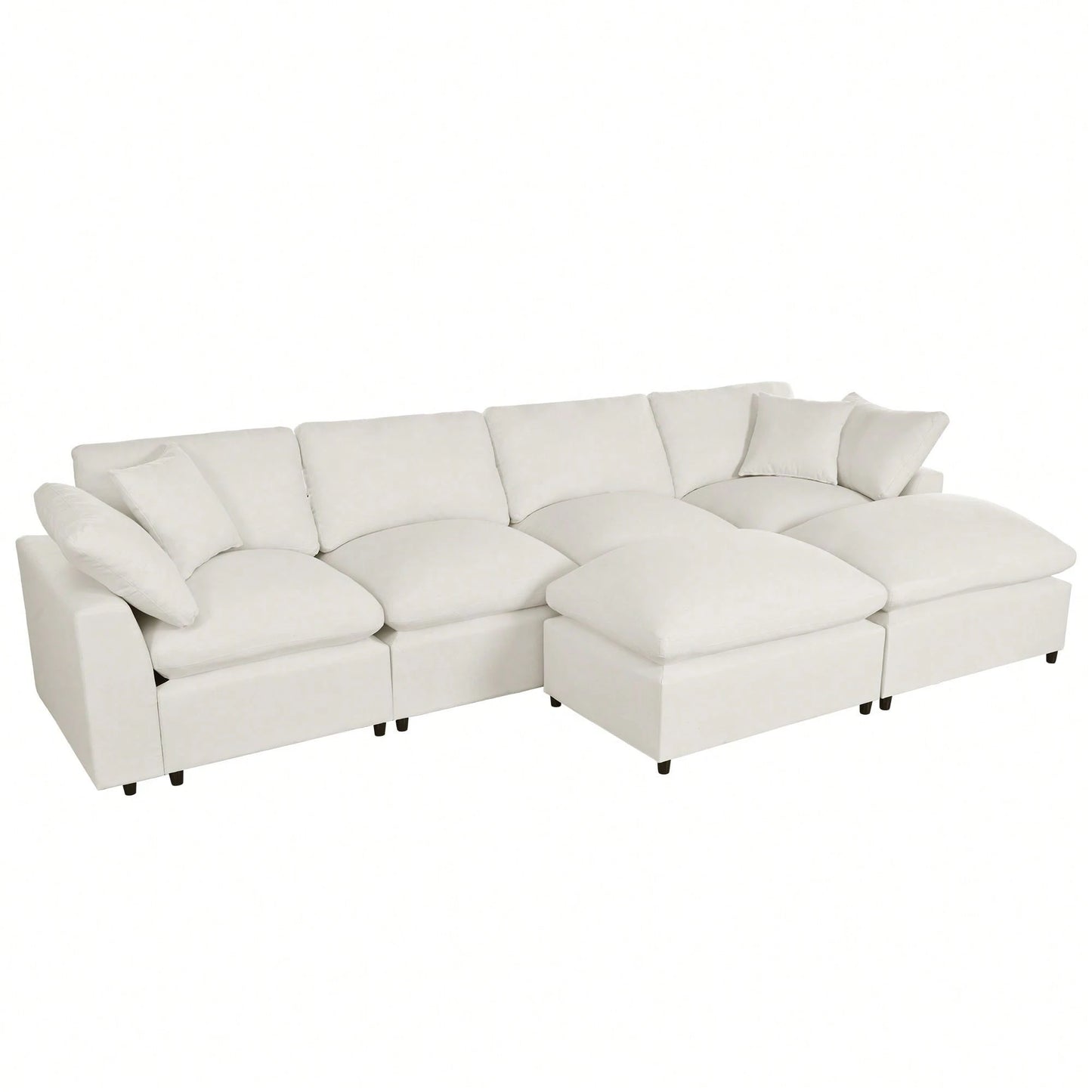 LORA 134" SOFA w/ OTTOMANS - BEIGE