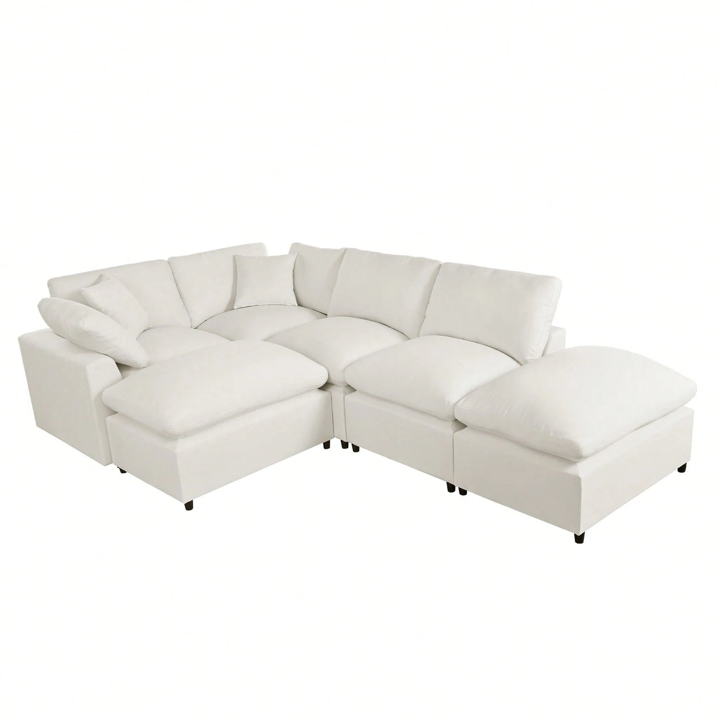 LORA 134" SOFA w/ OTTOMANS - BEIGE