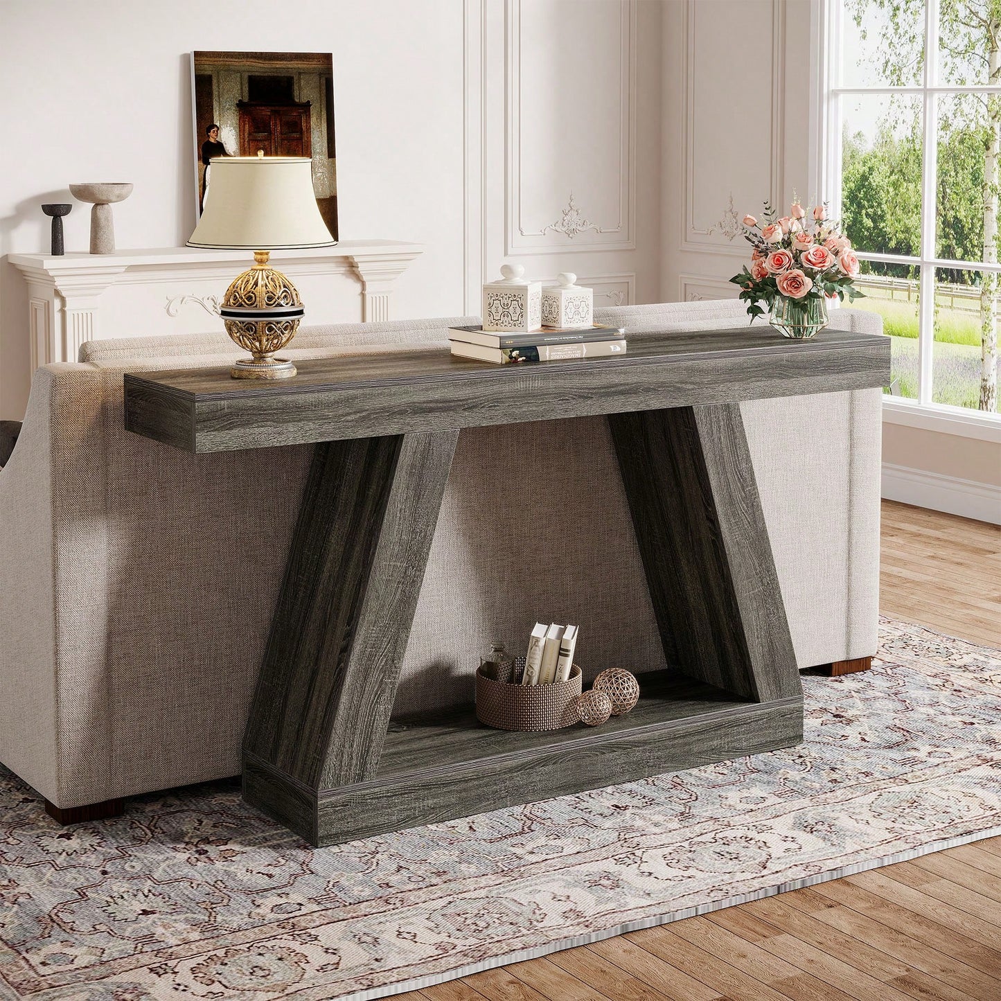 ASPEN 55" CONSOLE TABLE - DARK GRAY