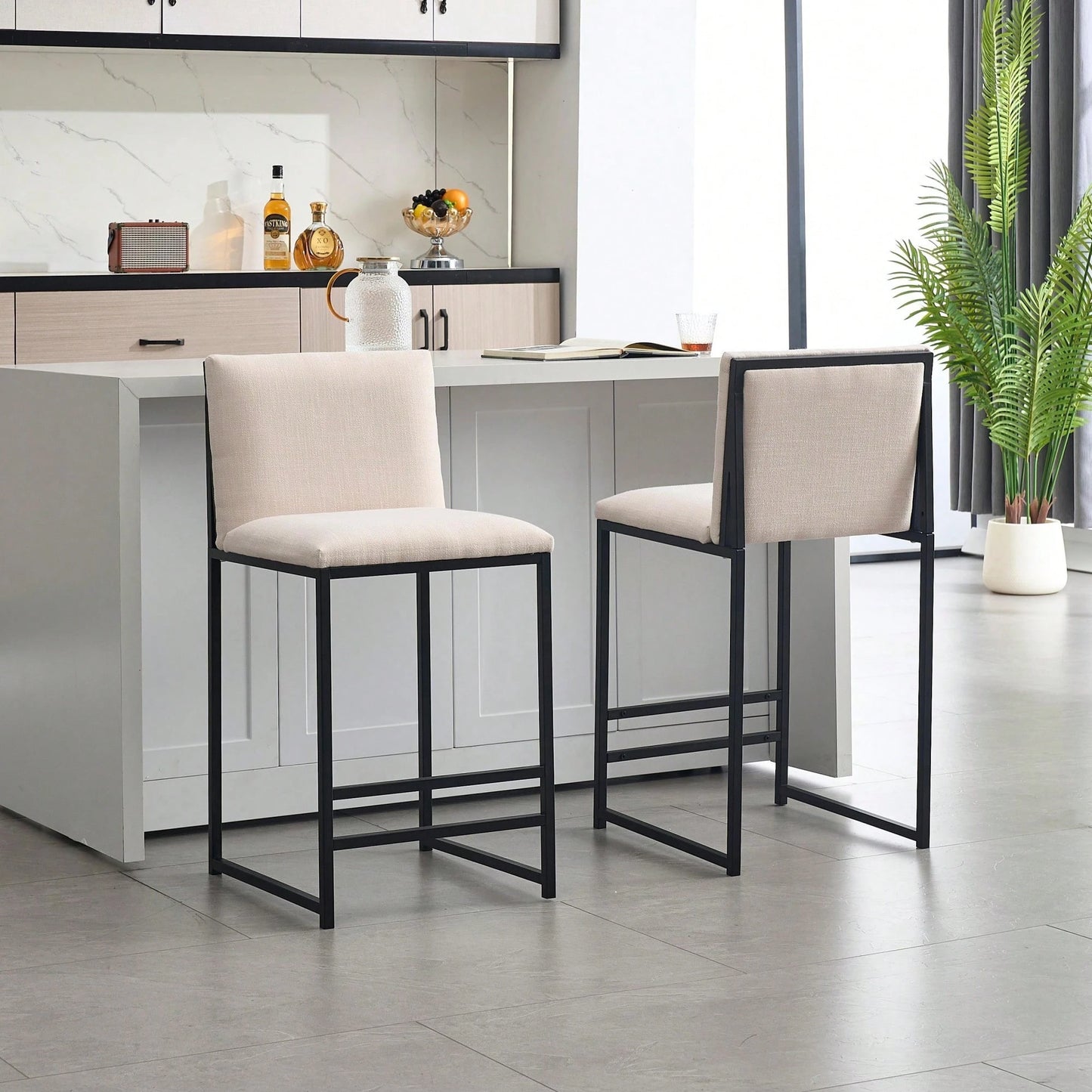 LICLEAR COUNTER STOOLS - IVORY (SET OF 2)