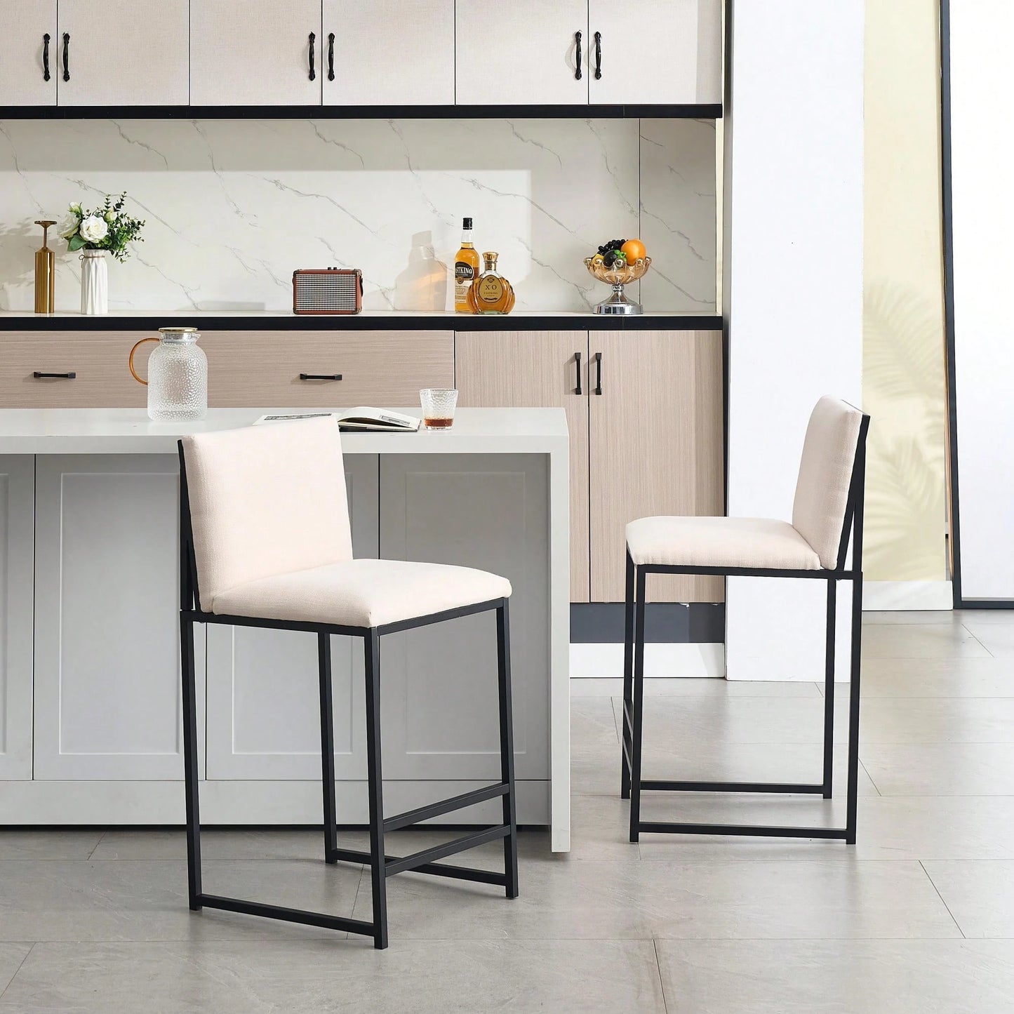 LICLEAR COUNTER STOOLS - IVORY (SET OF 2)