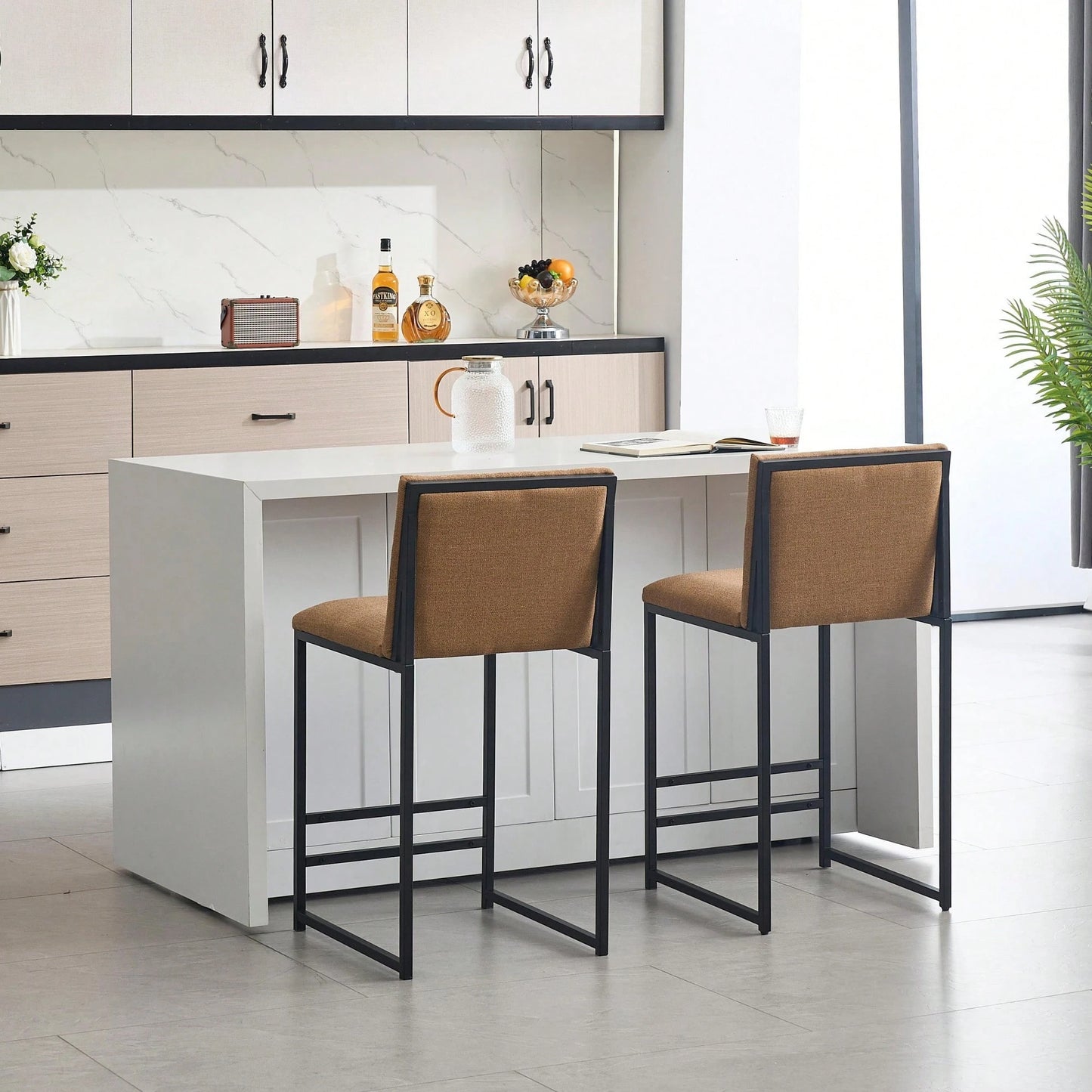LICLEAR COUNTER STOOLS - COFFEE (SET OF 2)
