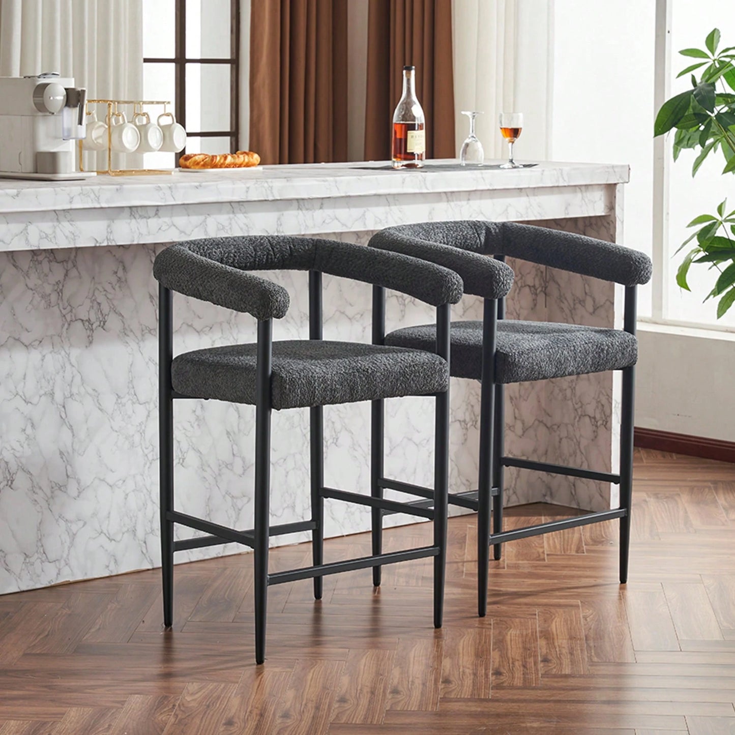 CHER COUNTER STOOLS - DARK GRAY (SET OF 2)