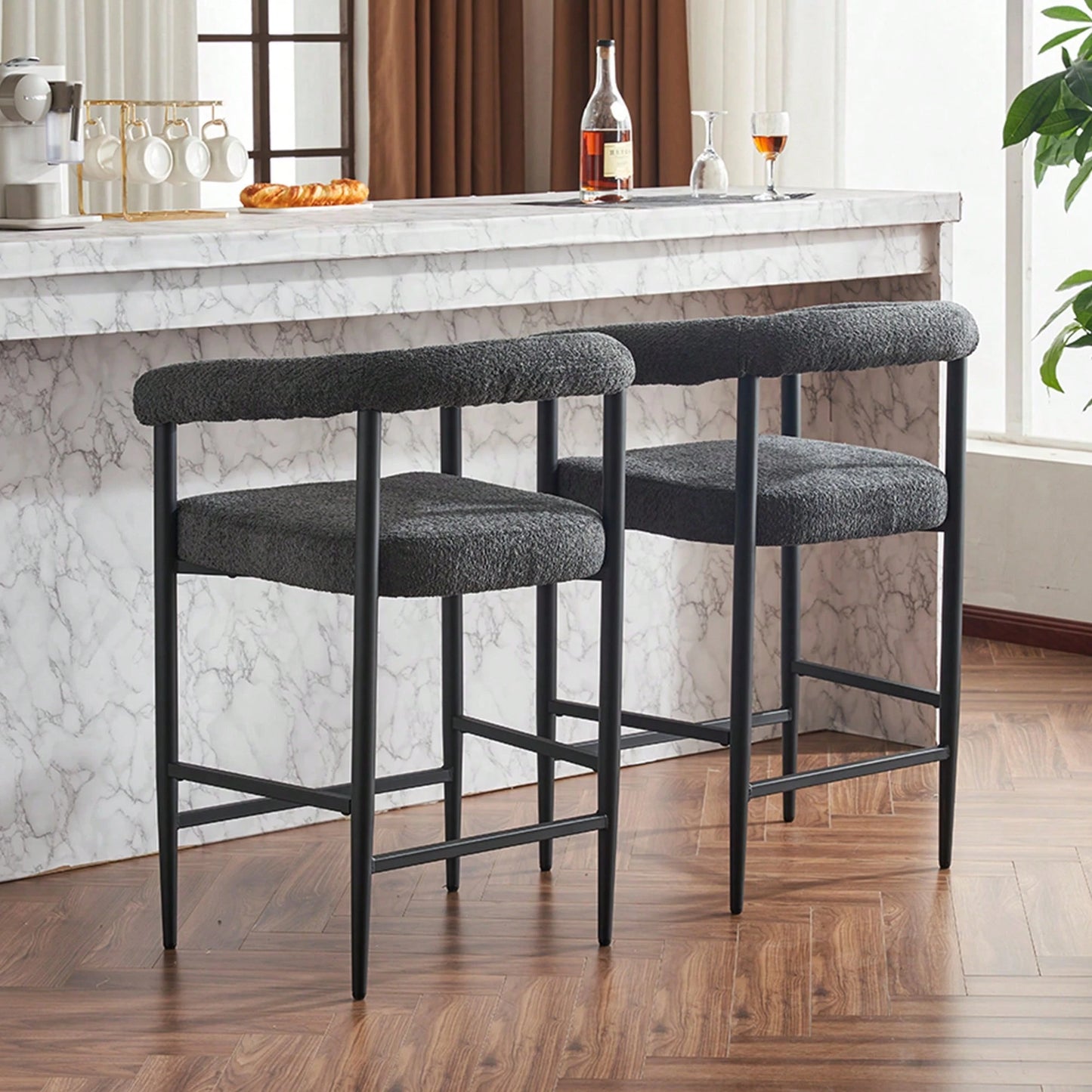 CHER COUNTER STOOLS - DARK GRAY (SET OF 2)