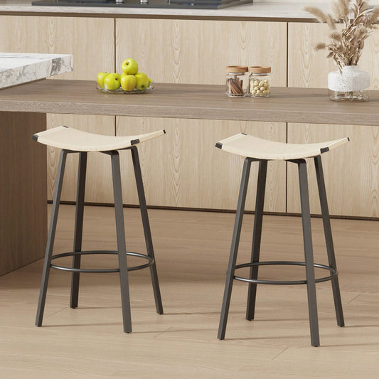 NOLANI COUNTER STOOLS - BEIGE (SET OF 2)