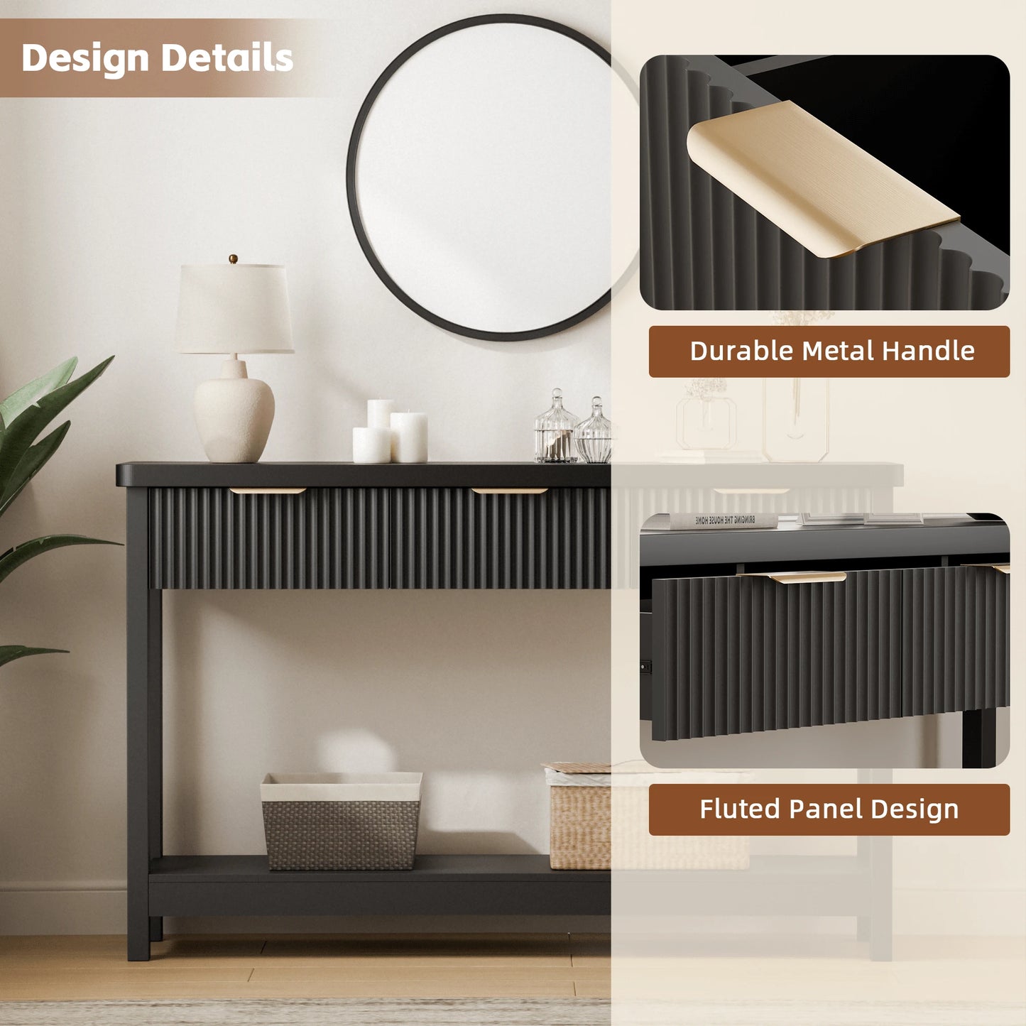ZUMA 52" CONSOLE TABLE - BLACK