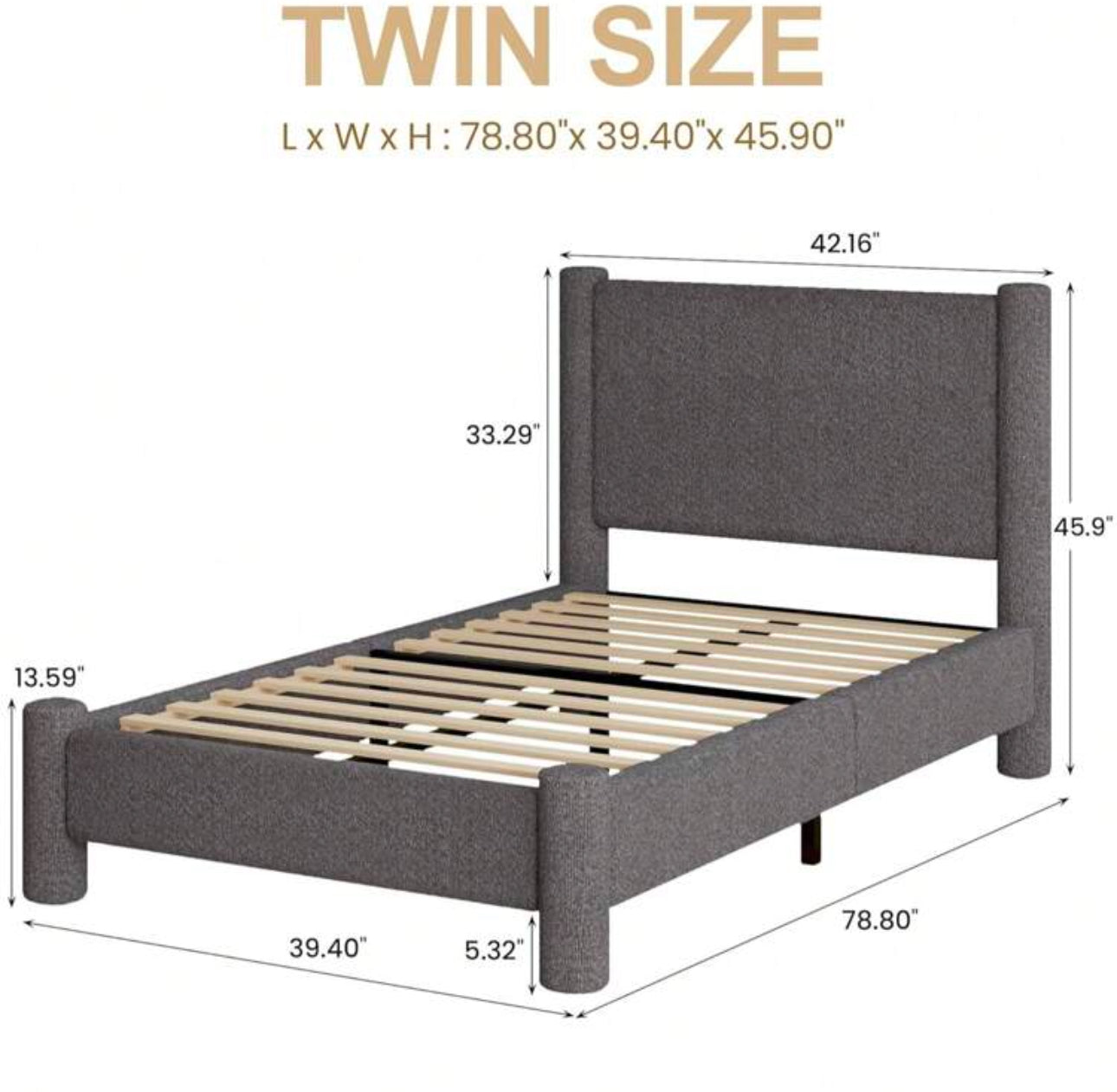 HAVEN PLATFORM BED FRAME - DARK GRAY