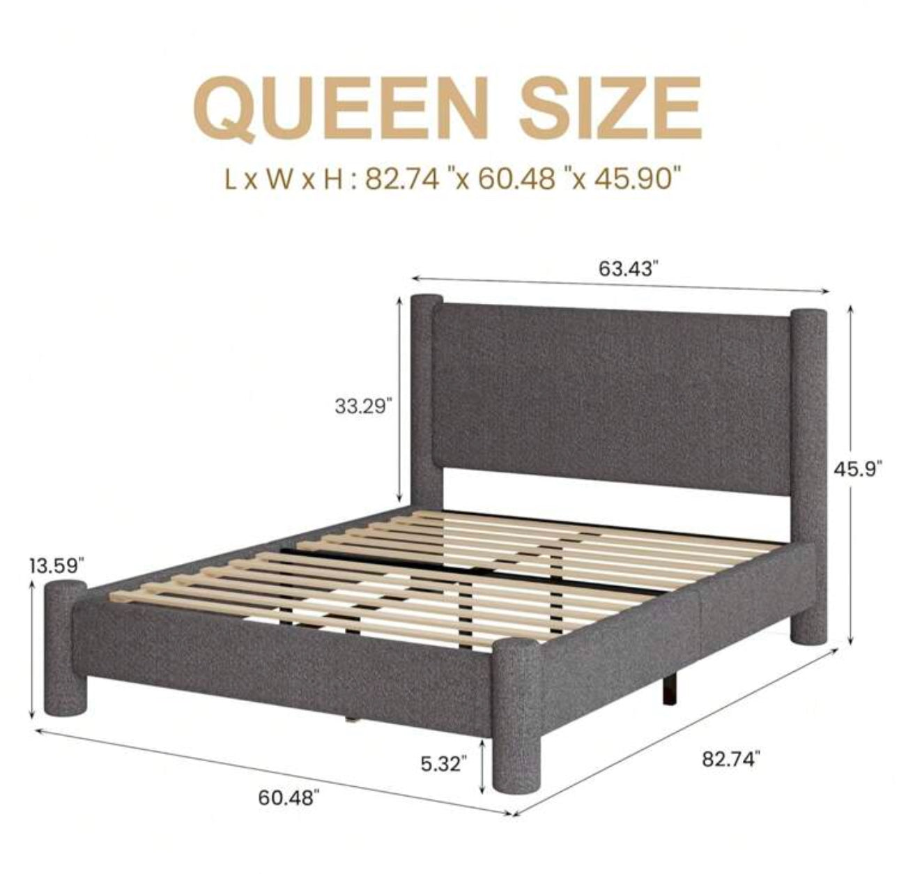 HAVEN PLATFORM BED FRAME - DARK GRAY