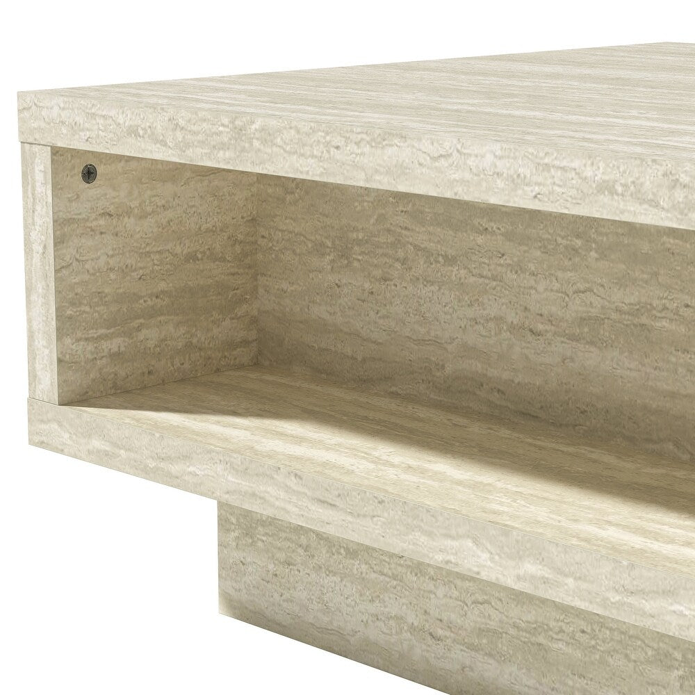 CARMELO COFFEE TABLE W/ STORAGE - TRAVERTINE