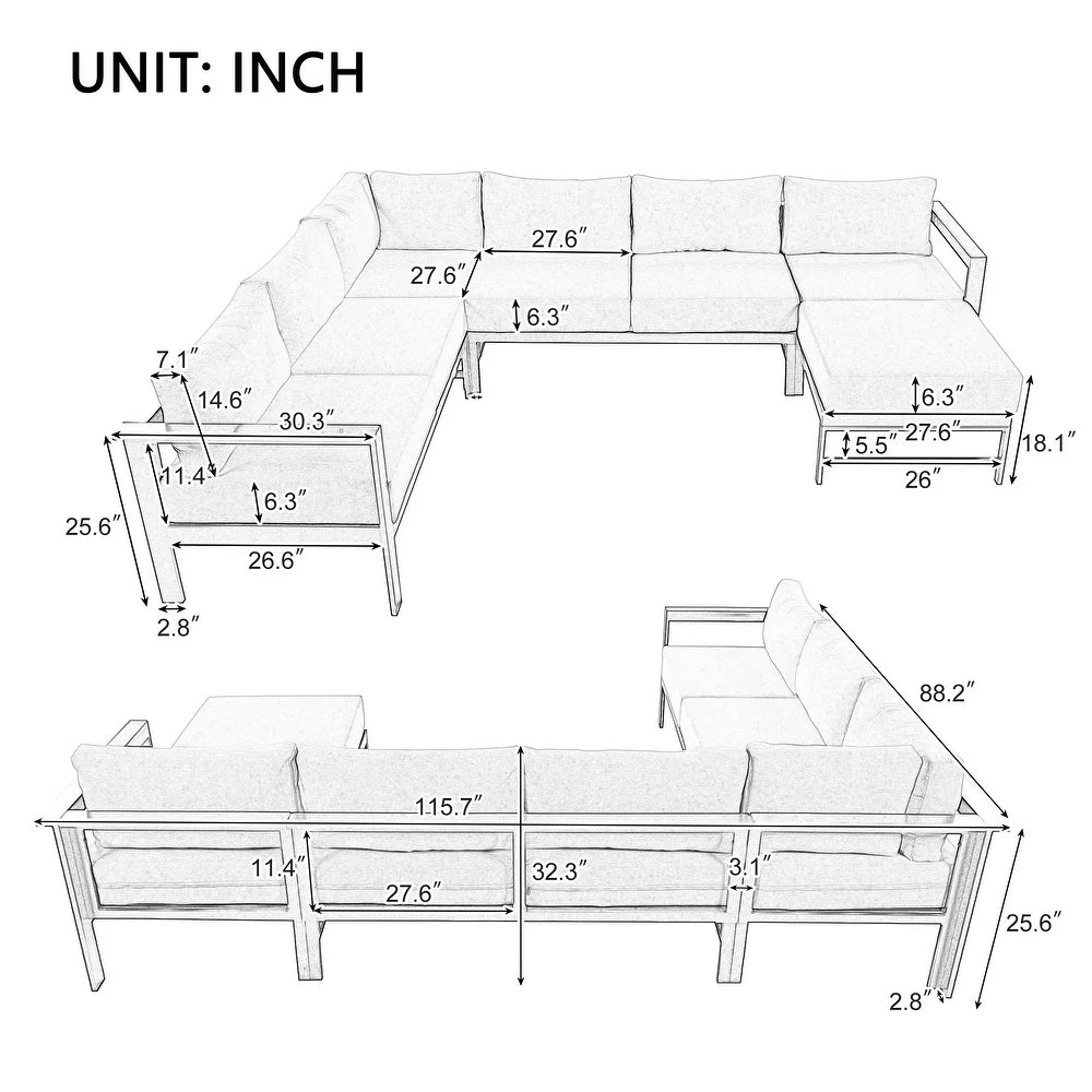 MONROE OUTDOOR SECTIONAL - GRAY