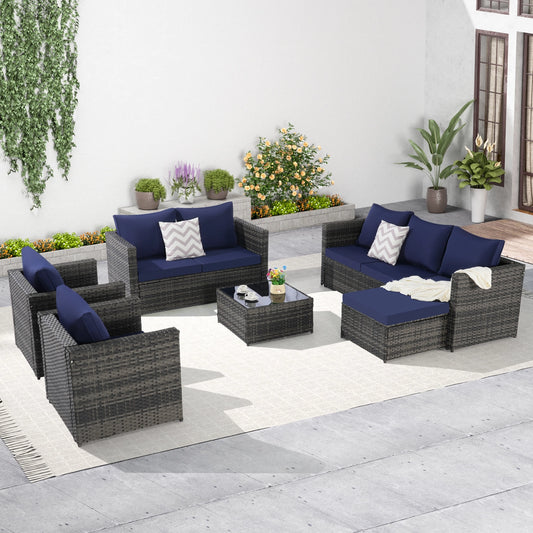 CATALINA 6-PIECE OUTDOOR LOUNGE SET - GRAY / NAVY