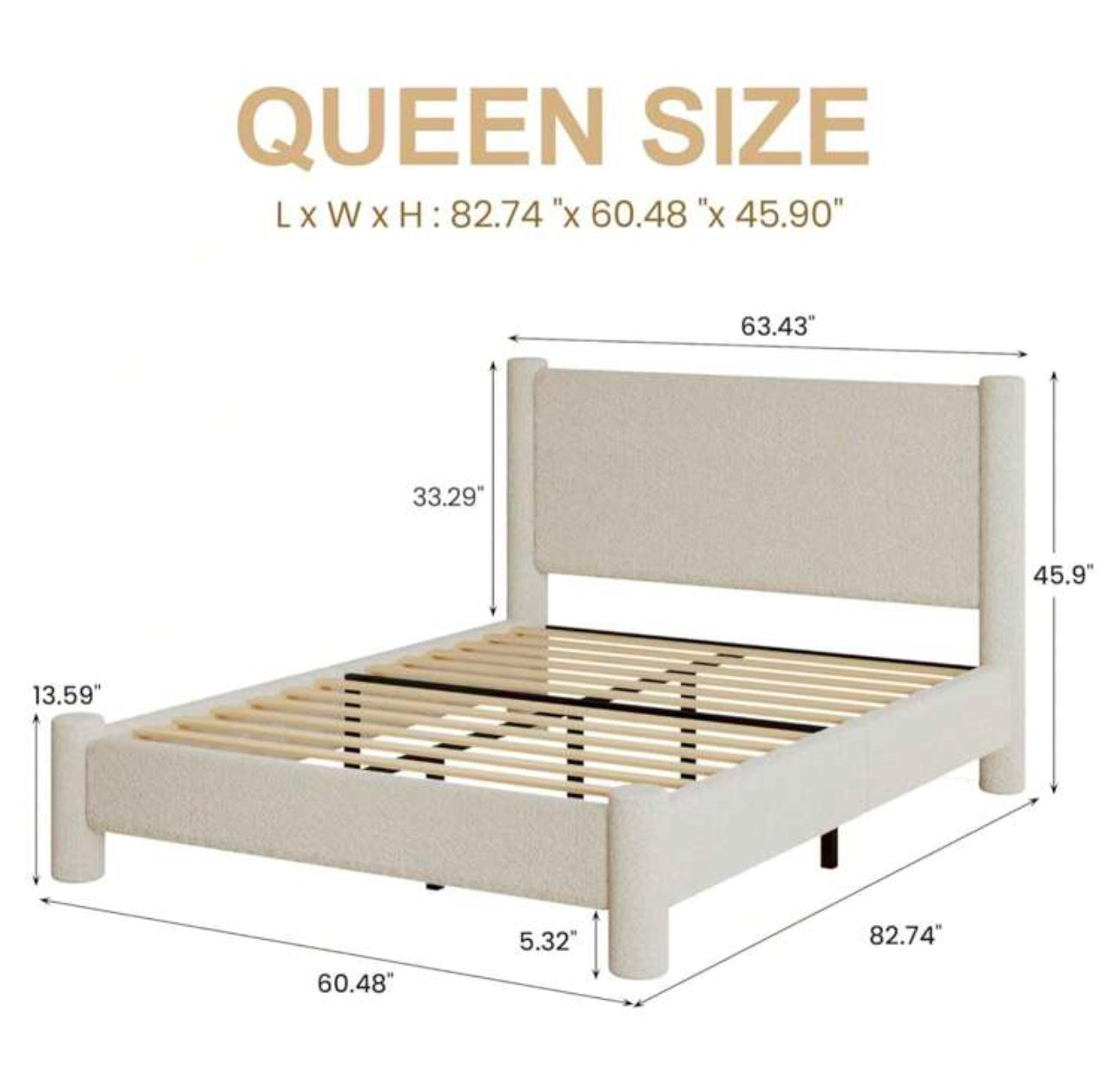 HAVEN PLATFORM BED FRAME - BEIGE