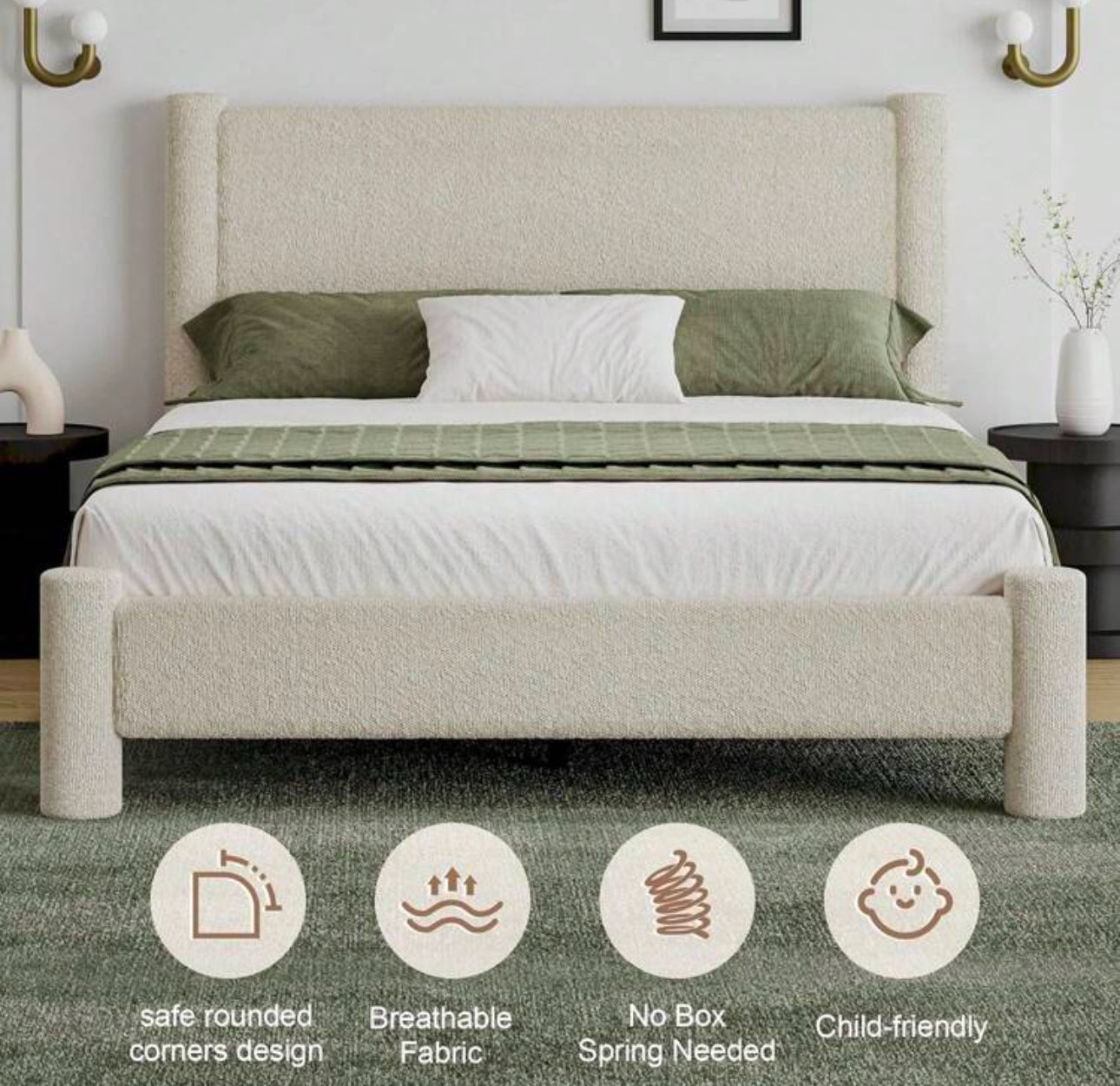 HAVEN PLATFORM BED FRAME - BEIGE