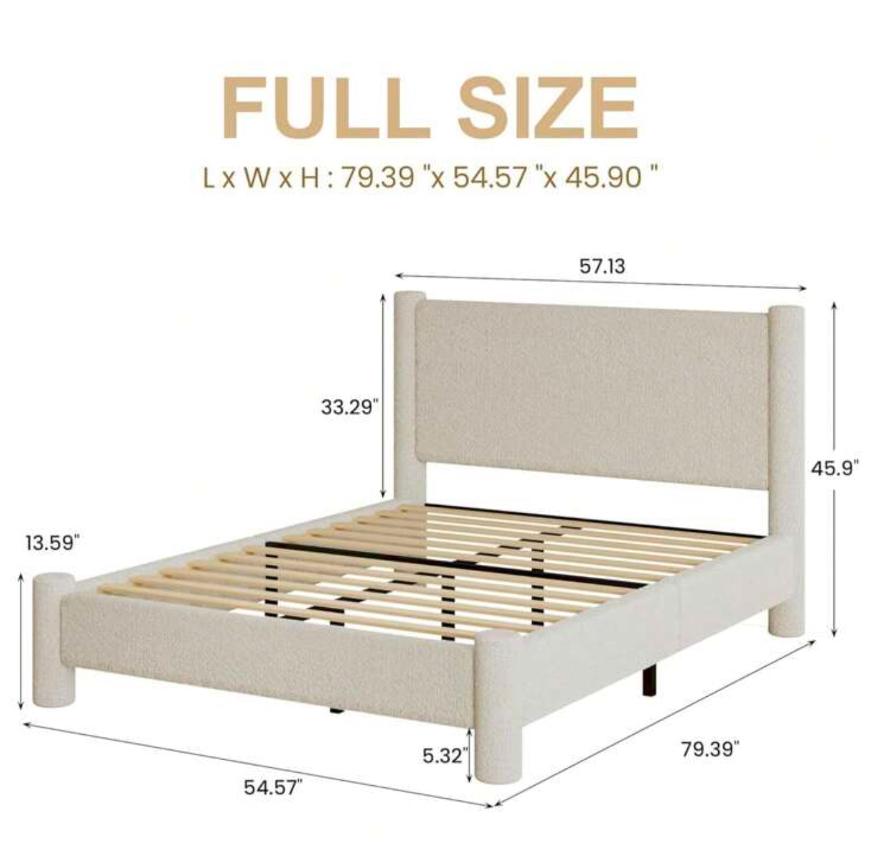HAVEN PLATFORM BED FRAME - BEIGE