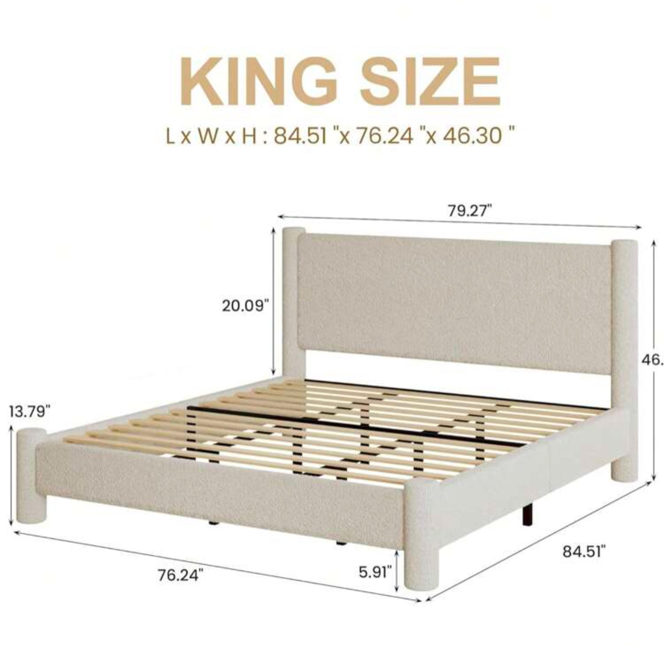 HAVEN PLATFORM BED FRAME - BEIGE