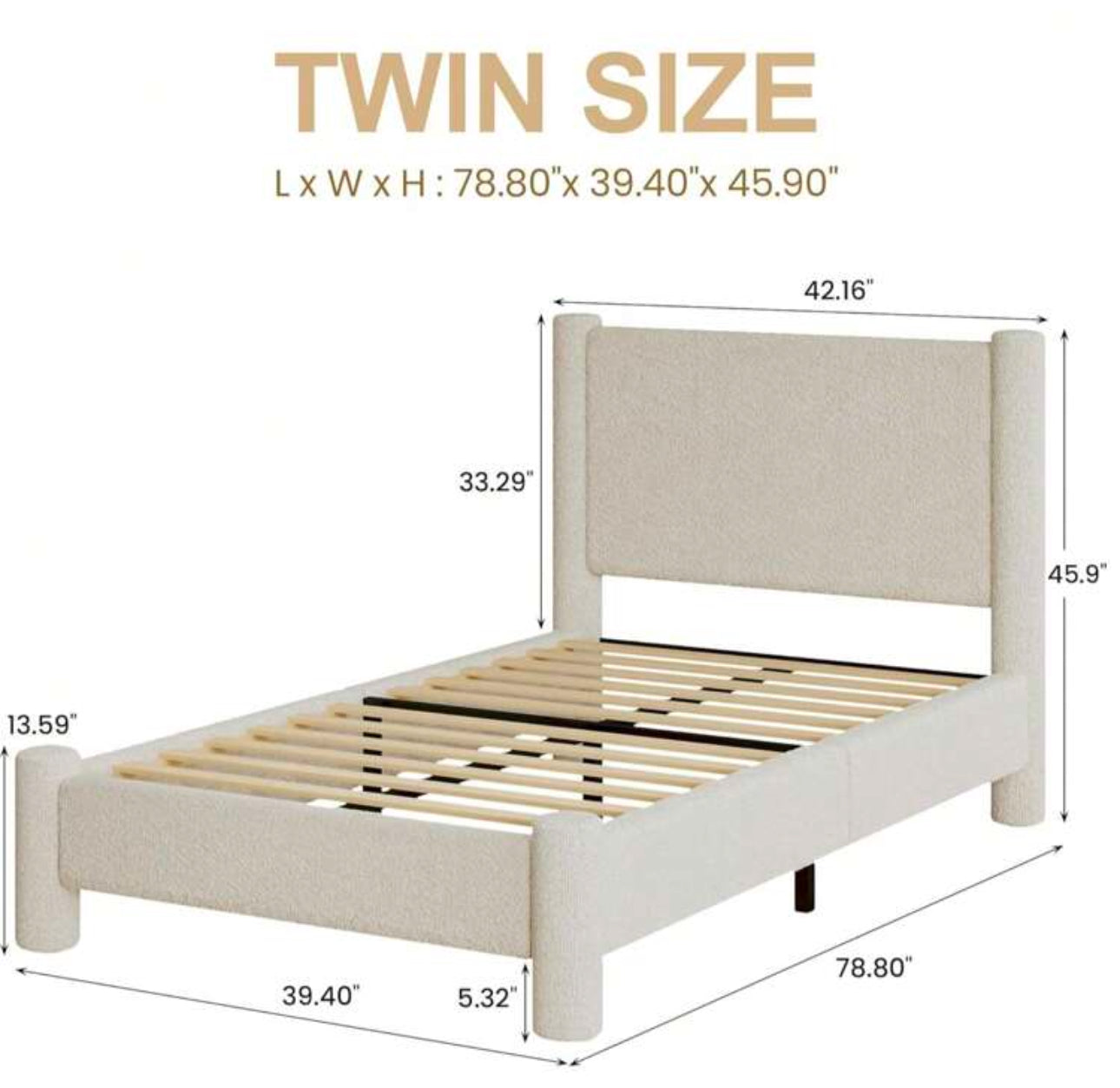 HAVEN PLATFORM BED FRAME - BEIGE