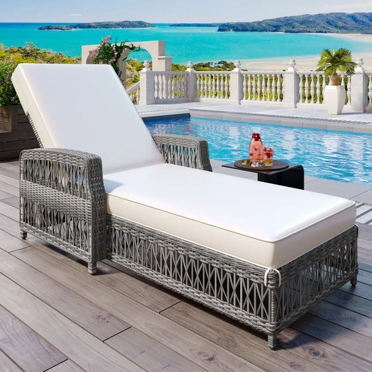 HARBOR CHAISE LOUNGE - GRAY/WHITE