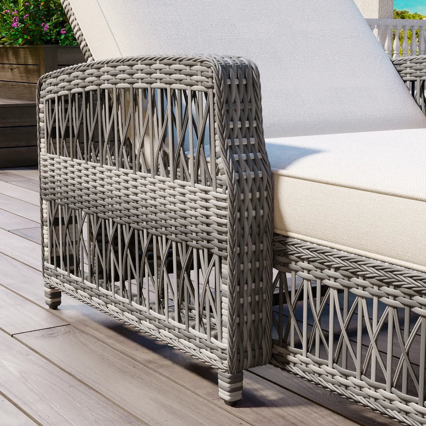 HARBOR CHAISE LOUNGE - GRAY/WHITE