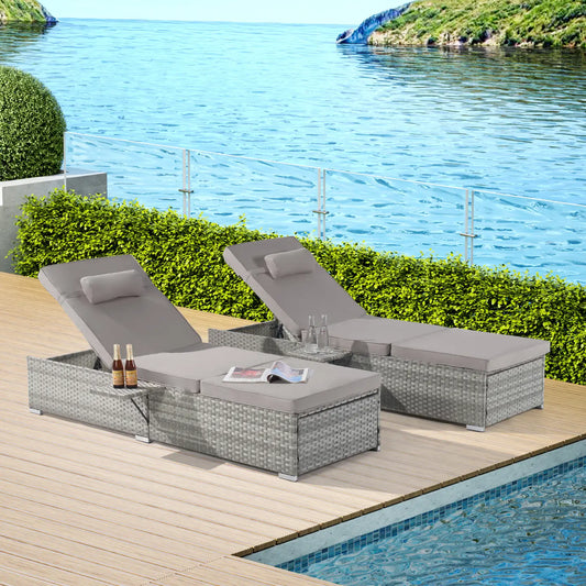 OASIS CHAISE LOUNGE - GRAY / GRAY (SET OF 2)