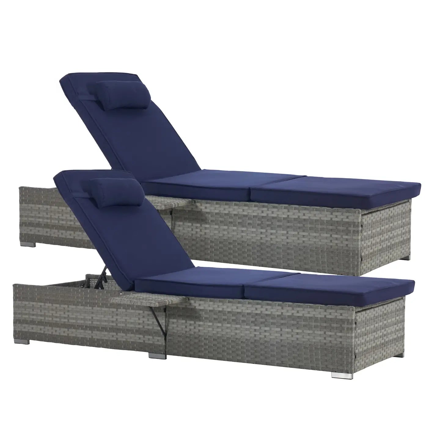 OASIS CHAISE LOUNGE - GRAY / NAVY (SET OF 2)