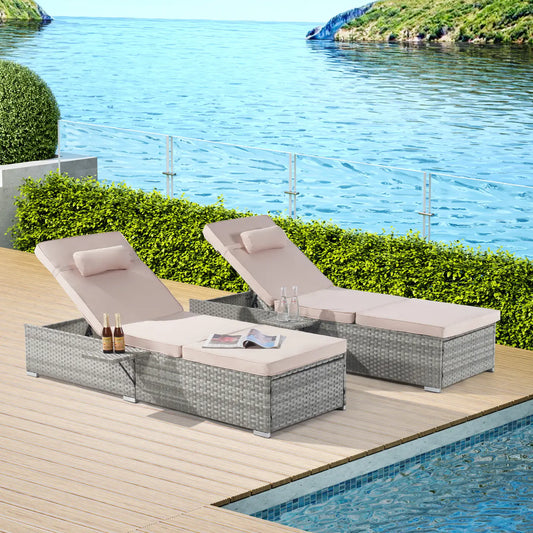 OASIS CHAISE LOUNGE - GRAY / BEIGE (SET OF 2)