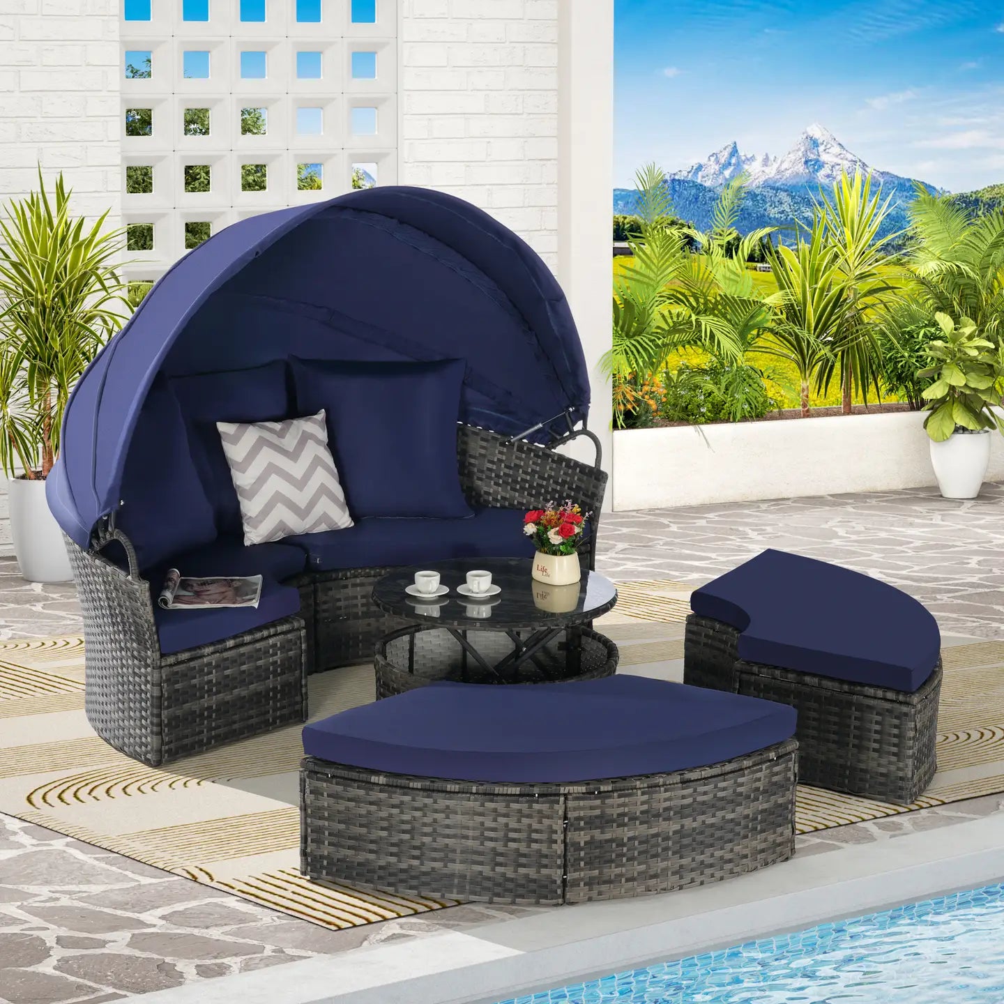 CATALINA OUTDOOR DAY BED - GRAY / NAVY