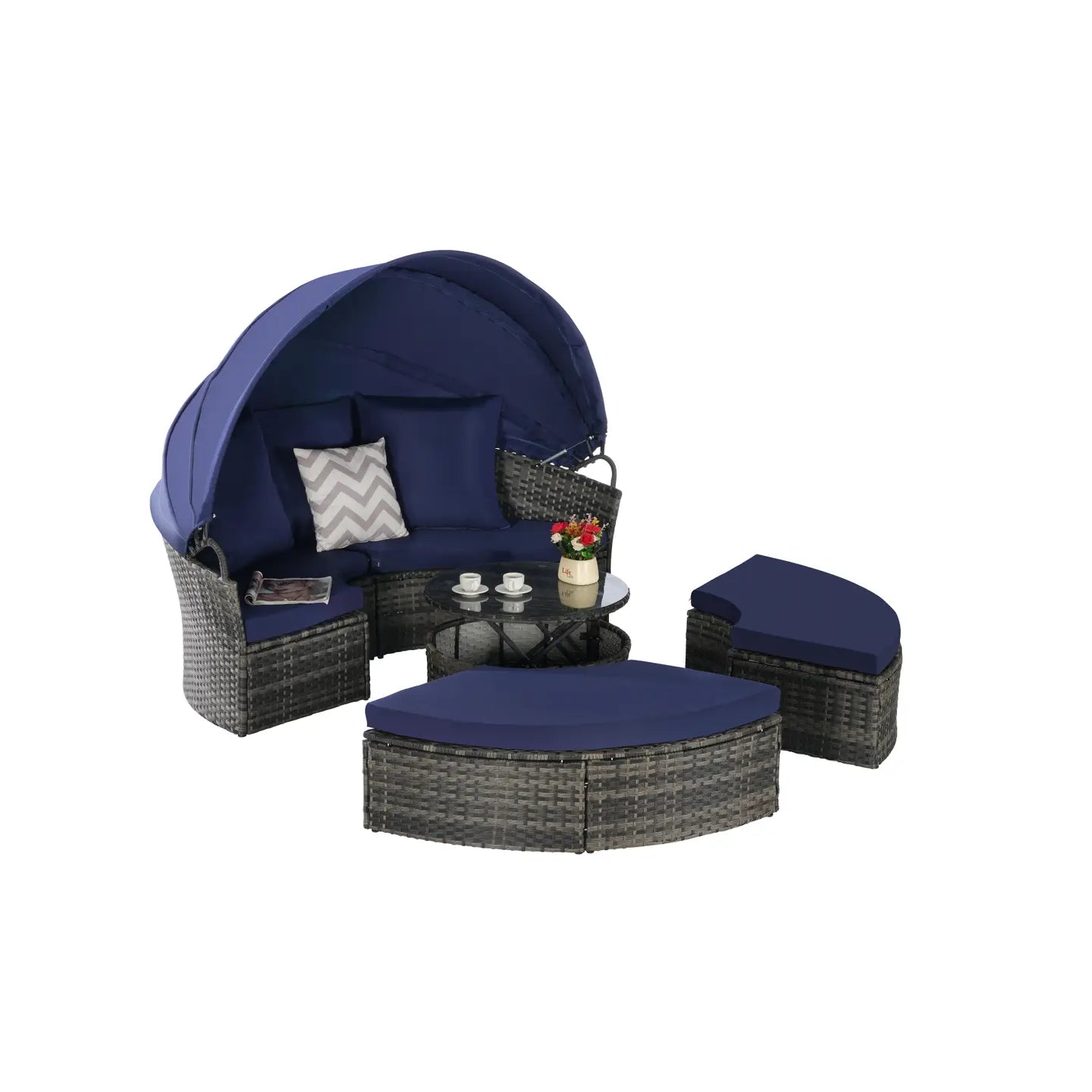 CATALINA OUTDOOR DAY BED - GRAY / NAVY