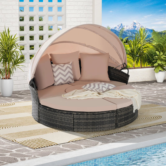 CATALINA OUTDOOR DAY BED - GRAY / BEIGE