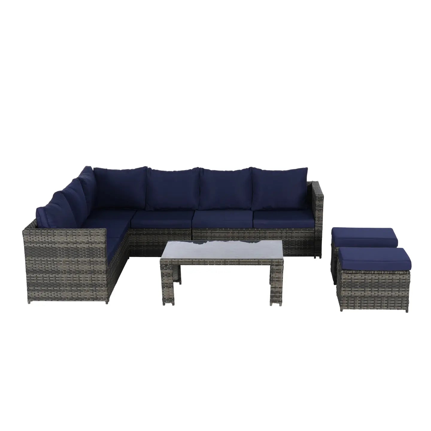 CATALINA OUTDOOR SECTIONAL SET - GRAY / NAVY