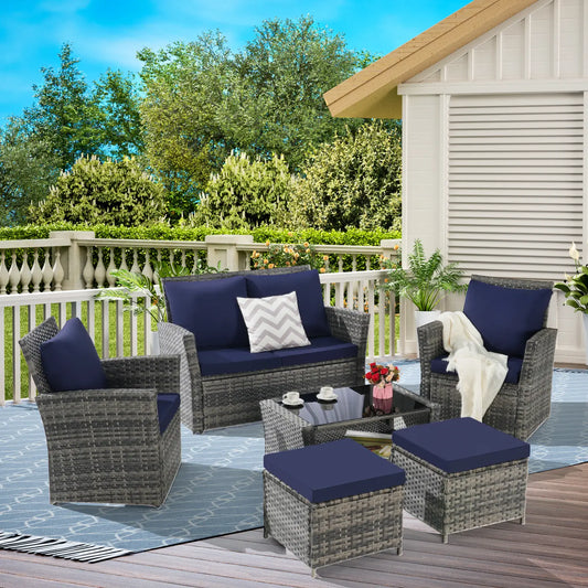 CATALINA OUTDOOR LOUNGE SET - GRAY / NAVY