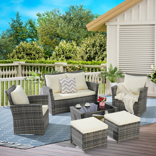 CATALINA OUTDOOR LOUNGE SET - GRAY / BEIGE