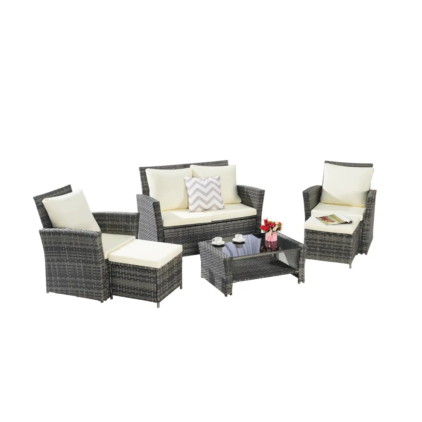 CATALINA OUTDOOR LOUNGE SET - GRAY / BEIGE