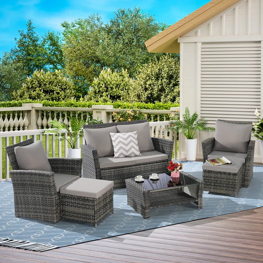 CATALINA OUTDOOR LOUNGE SET - GRAY / GRAY